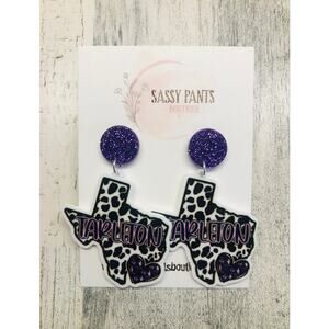 Tarleton State University Animal Print Sparkle Earrings